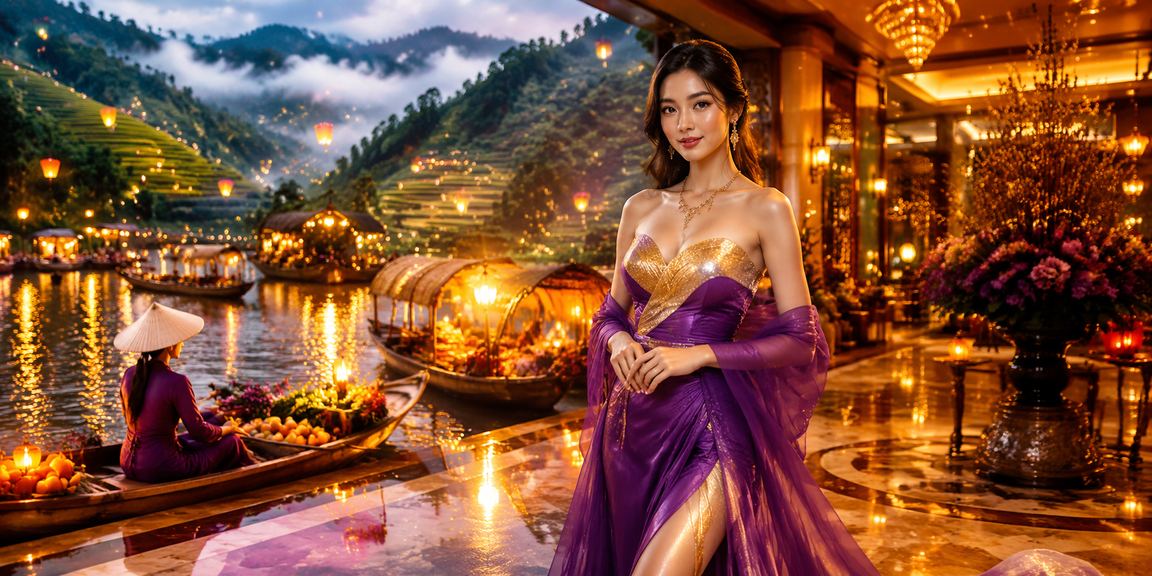 Chợ đêm Sa Pa về khuya với ánh đèn lồng và không khí lễ hội sôi động